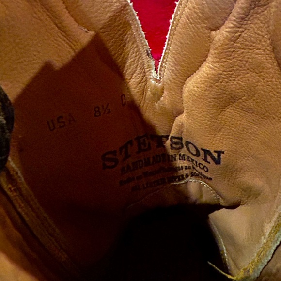 STETSON TOOLED WING-TIP SQUARE COWBOY BOOTS - Picture 5 of 6